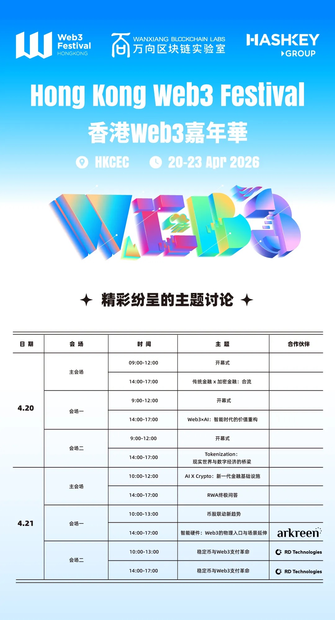 香港Web3嘉年华4月震撼启幕：顶尖议题首曝，重磅嘉宾齐聚香江