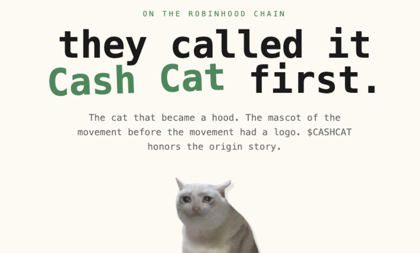 Robinhood链上美股还没出圈,一只“钞票猫”先火了